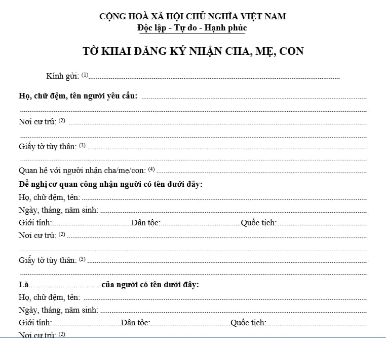 To khai dang ky nhan cha cho con co yeu to nuoc ngoai