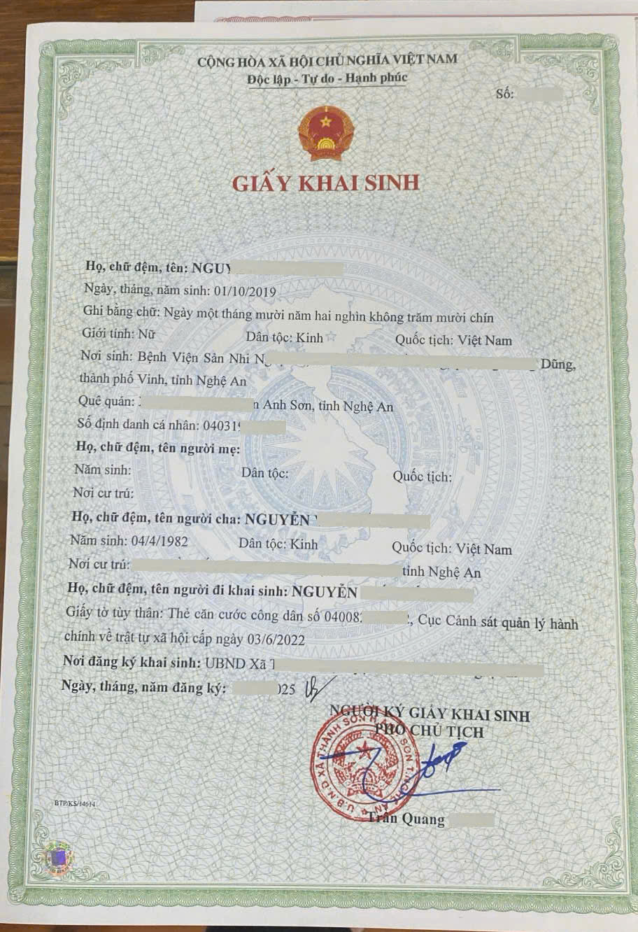 cải chính sửa đổi giấy khai sinh