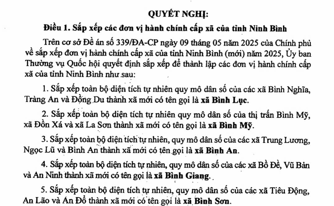 Danh sách 129 Xã Phường Tỉnh Ninh Bình sau sáp nhập