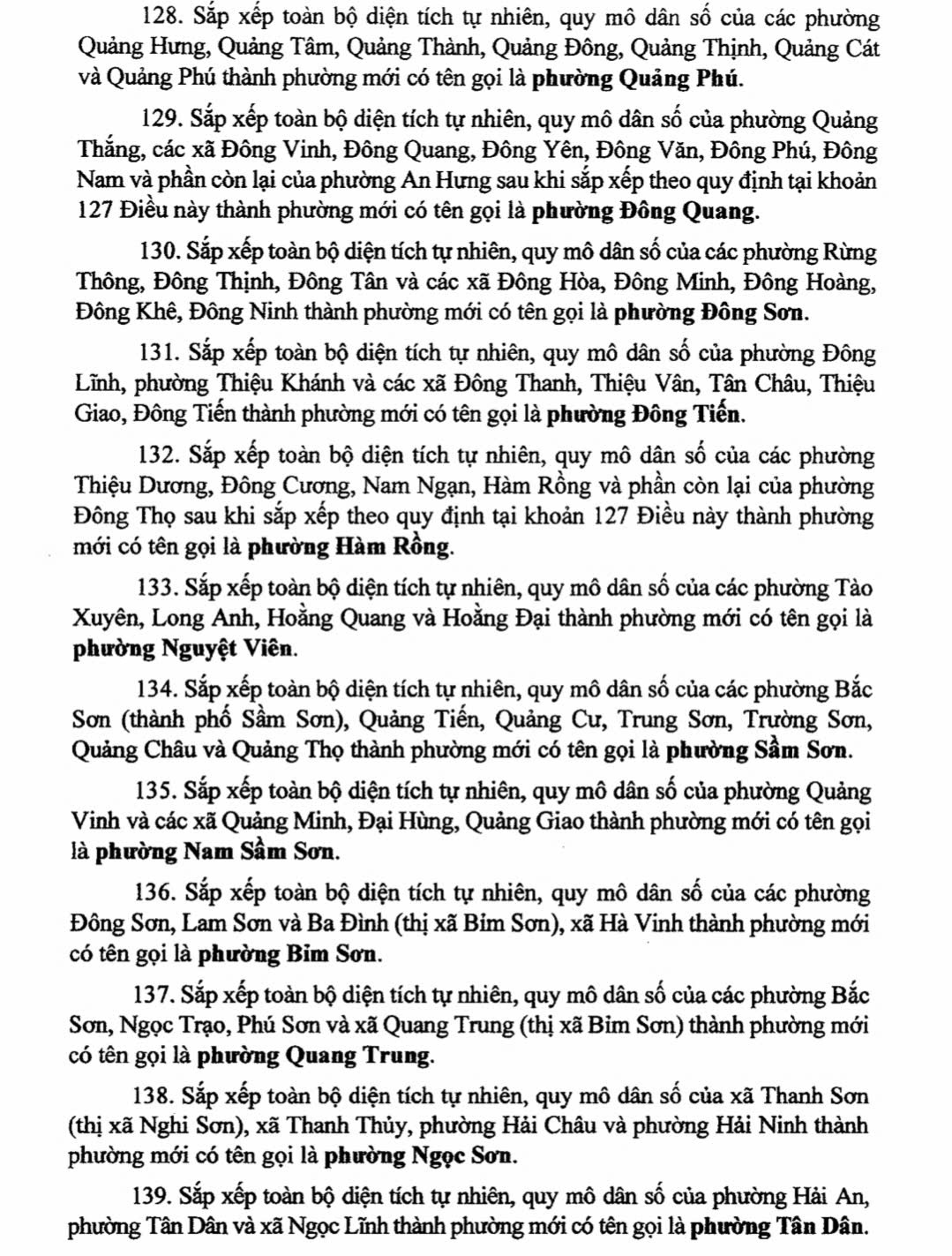 Danh sách 166 Xã, Phường tỉnh Thanh Hóa sau sáp nhập 11 10a