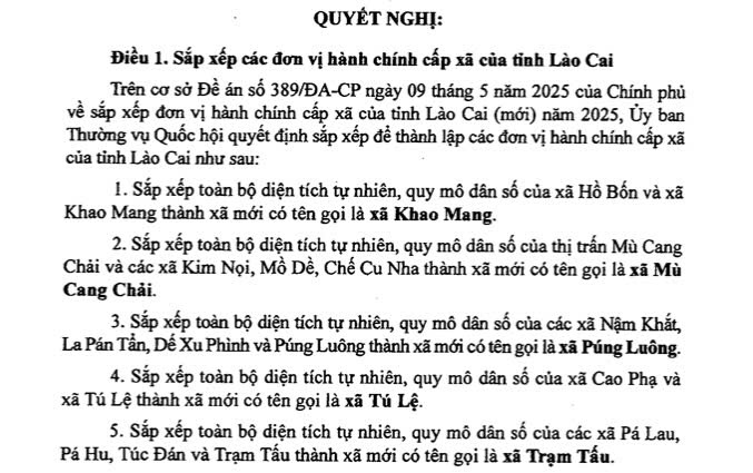 Danh sách 99 Xã Phường Tỉnh Lào Cai sau sáp nhập
