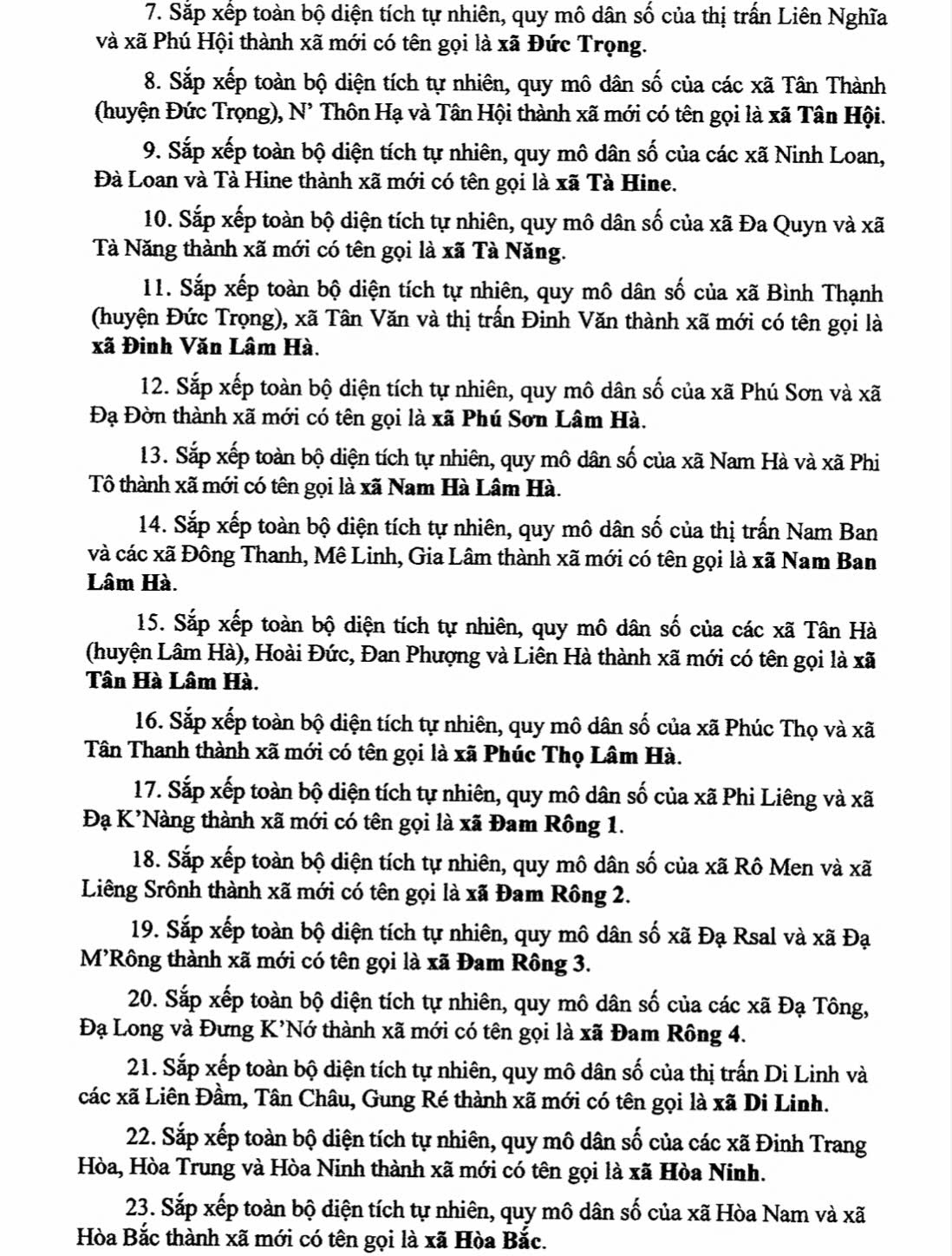 Danh sách 124 Xã Phường Tỉnh Lâm Đồng sau sáp nhập