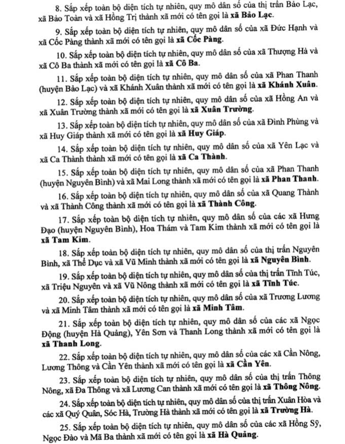 Danh sách 56 Xã, Phường tỉnh Cao Bằng sau sáp nhập 3 Danh sách 56 Xã Phường tỉnh Cao Bằng sau sáp nhập