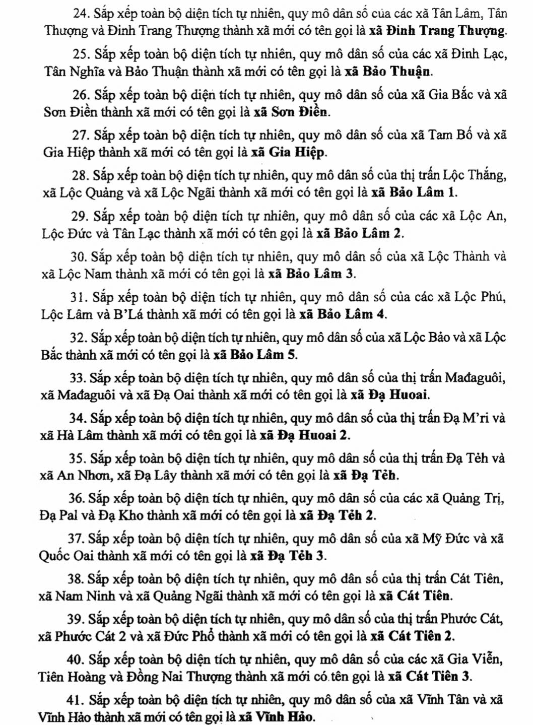 Danh sách 124 Xã Phường Tỉnh Lâm Đồng sau sáp nhập