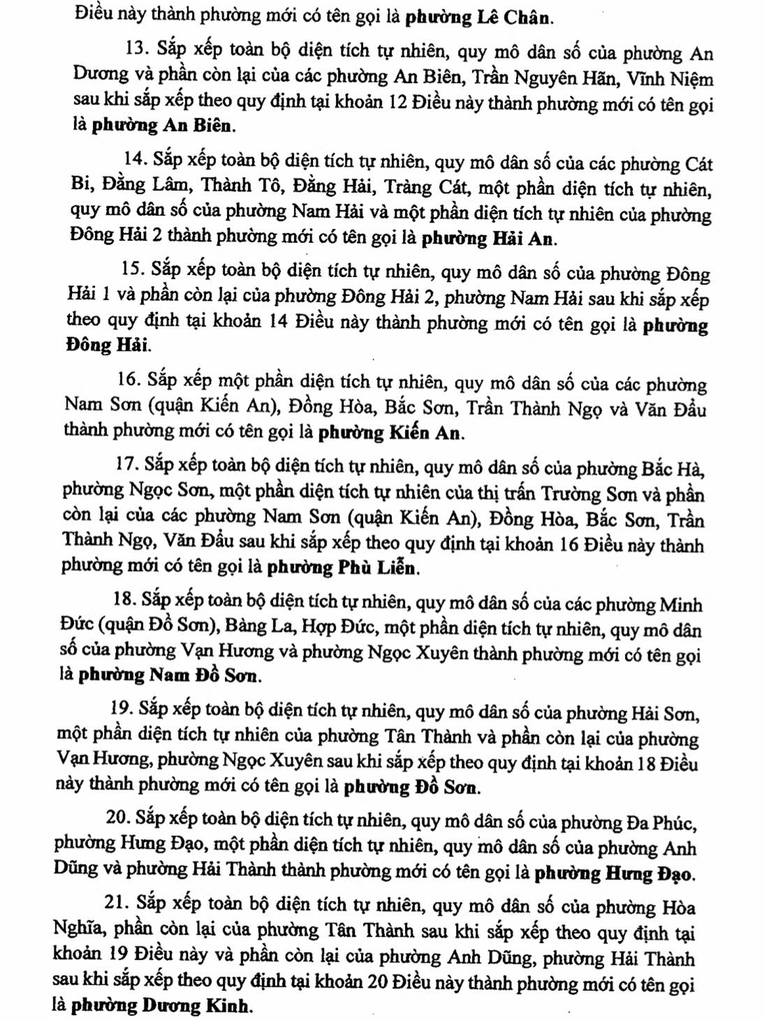 Danh sách 114 Xã Phường Tỉnh Hải Phòng sau sáp nhập