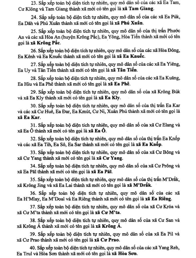 Danh sách 102 Xã, Phường Tỉnh Đắk Lắk sau sáp nhập 5 Danh sách 102 Xã Phường Tỉnh Đắk Lắk sau sáp nhập