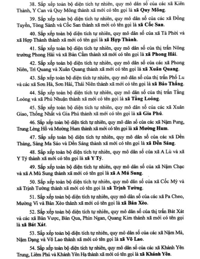 Danh sách 99 Xã Phường Tỉnh Lào Cai sau sáp nhập