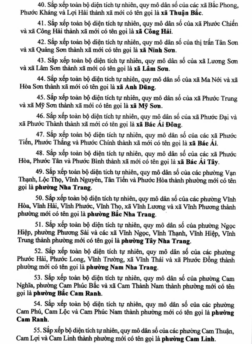 Danh sách 65 Xã Phường Tỉnh Khánh Hòa sau sáp nhập