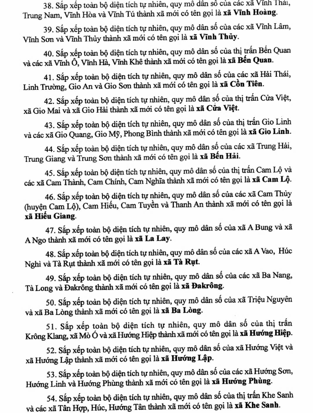 Danh sách 78 Xã Phường tỉnh Quảng Trị sau sáp nhập