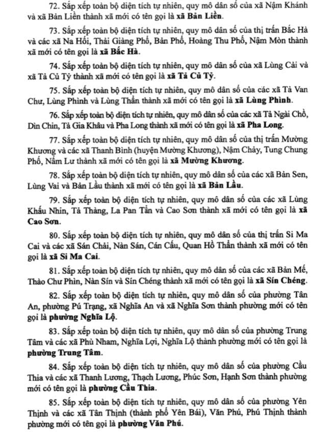 Danh sách 99 Xã Phường Tỉnh Lào Cai sau sáp nhập
