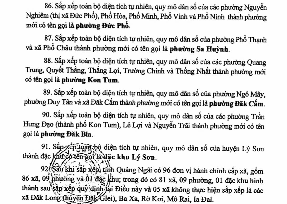 Danh sách 96 Xã, Phường Tỉnh Quảng Ngãi sau sáp nhập 8 Danh sách 96 Xã Phường Tỉnh Quảng Ngãi sau sáp nhập