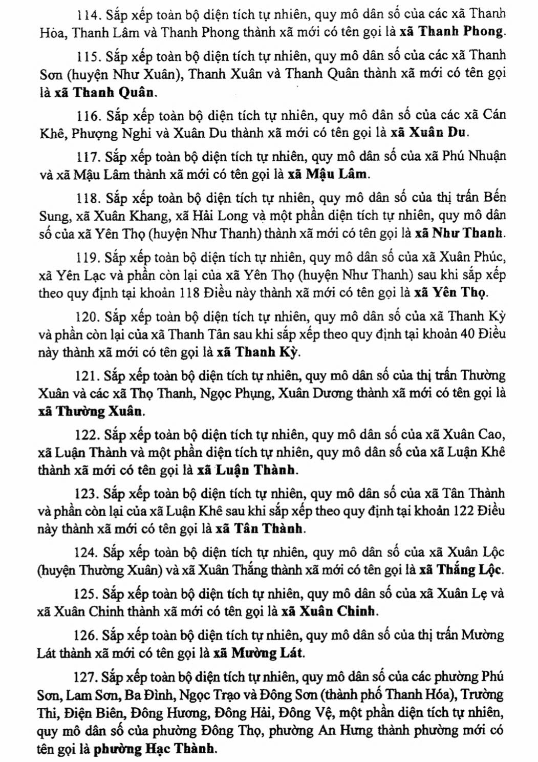 Danh sách 166 Xã, Phường tỉnh Thanh Hóa sau sáp nhập 10 9a