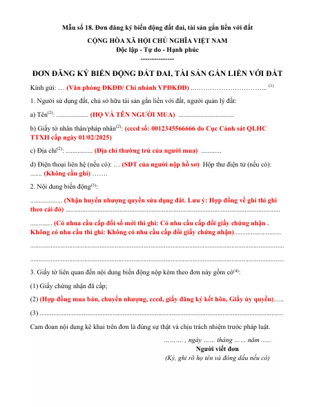 Hướng dân kê khai hồ sơ sang tên sổ đỏ sau sáp nhập 1/7/2025