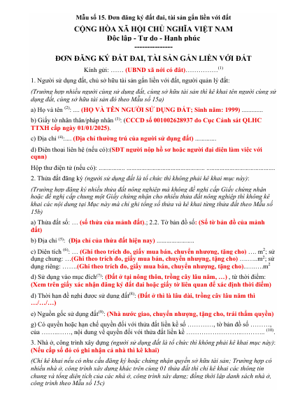 Hướng dẫn kê khai hồ sơ cấp sổ đỏ lần đầu sau sáp nhập 1/7/2025