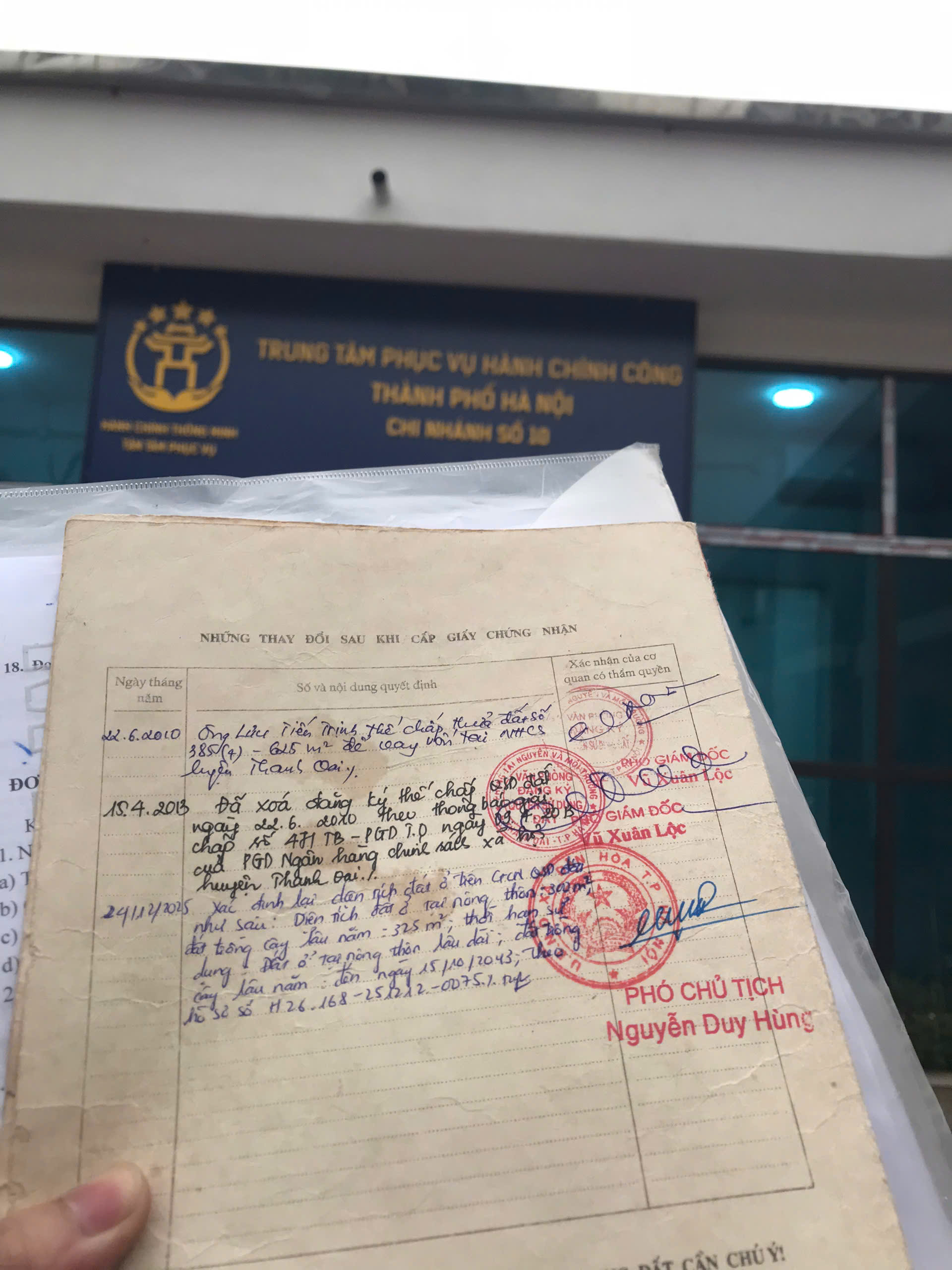 xac nhan lai dien tich dat o