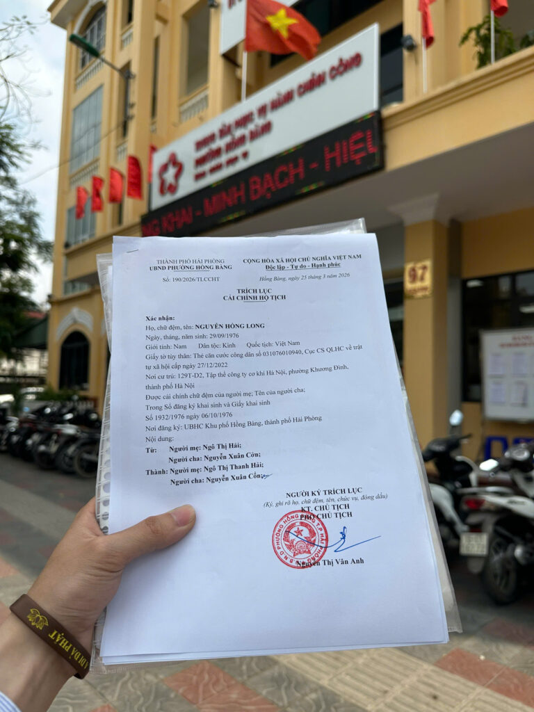 dịch vụ cải chính giấy khai sinh tại hải phòng nhanh