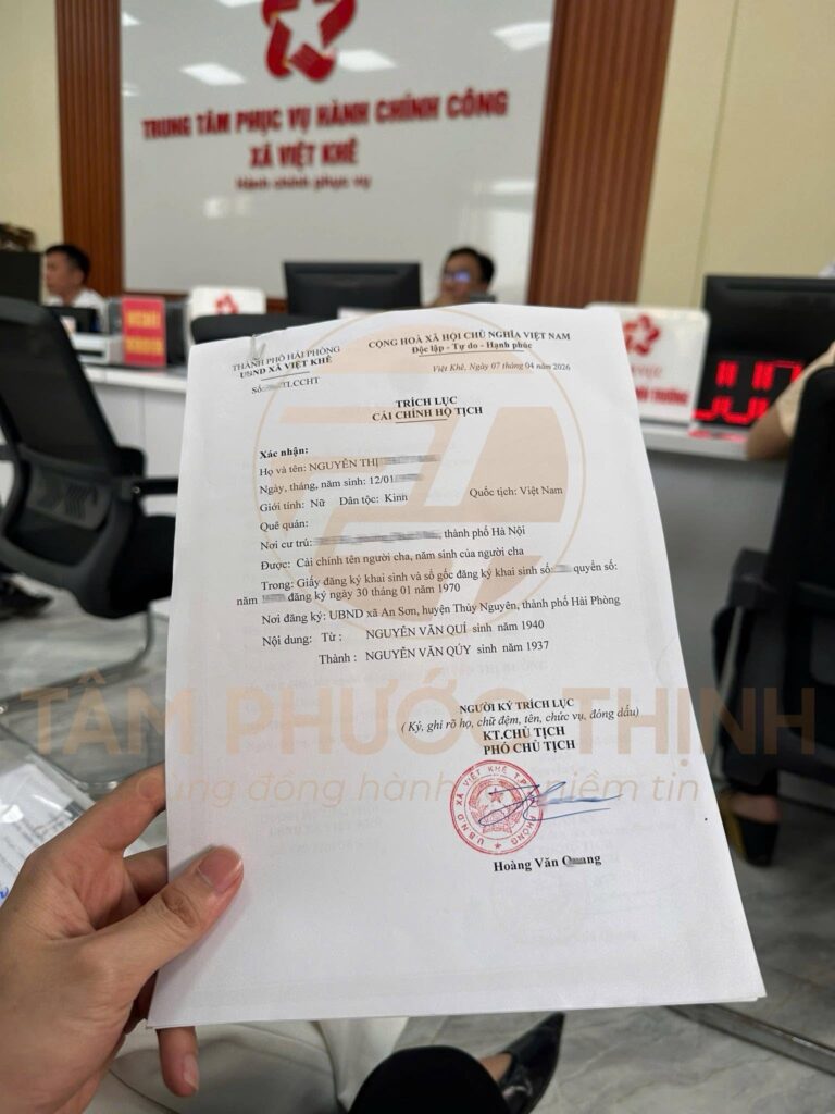 Dịch Vụ 2 trình tự cải chính giấy khai sinh bị sai theo quy định hiện nay
