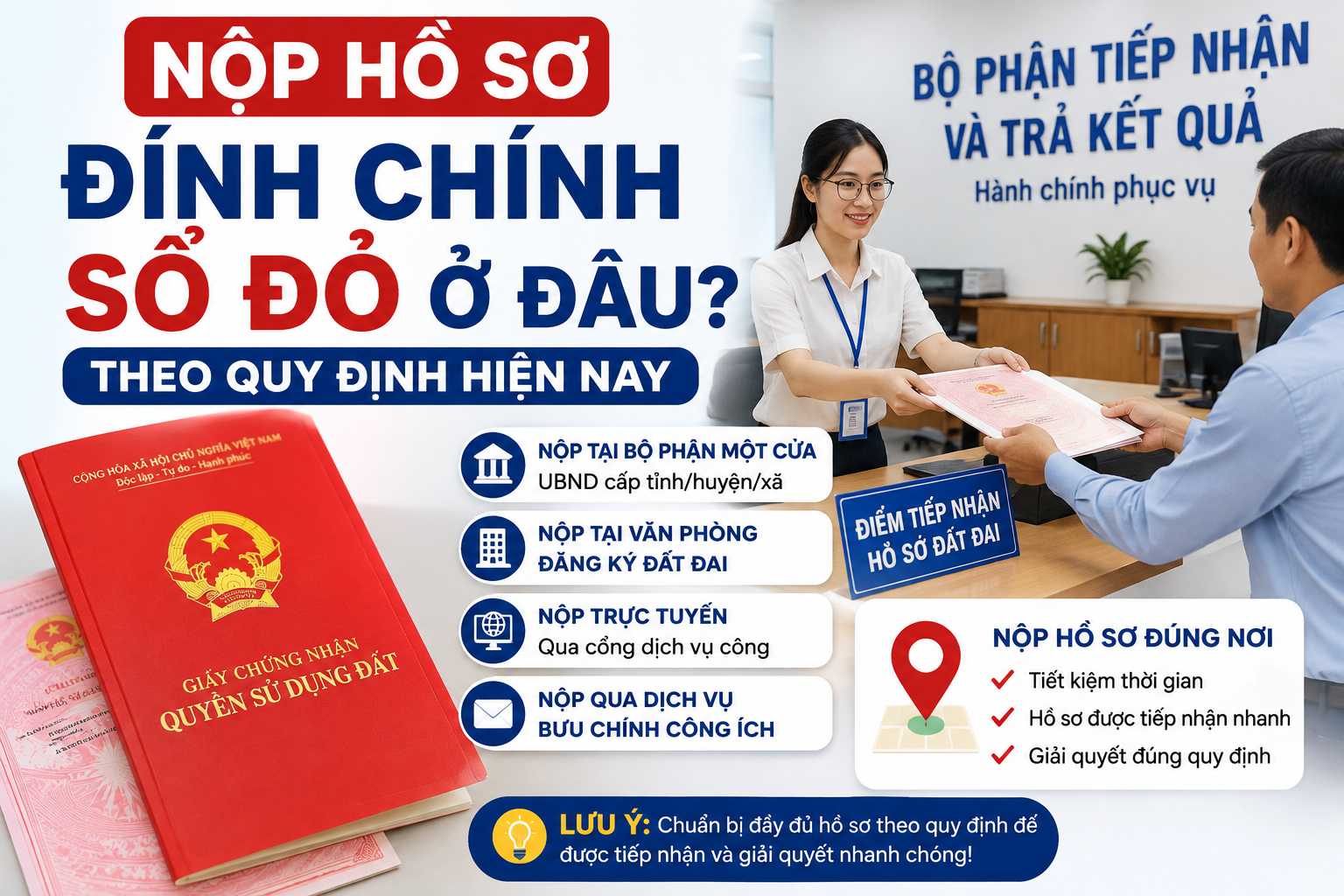 Nộp hồ sơ đính chính sỏ đỏ ở đâu theo quy định hiện nay