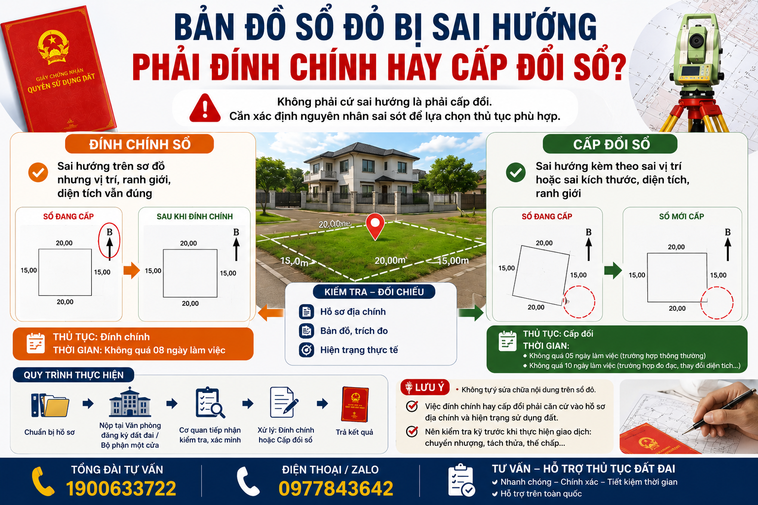 bản đồ sổ đỏ bị sai hướng phải đính chính hay cấp đổi