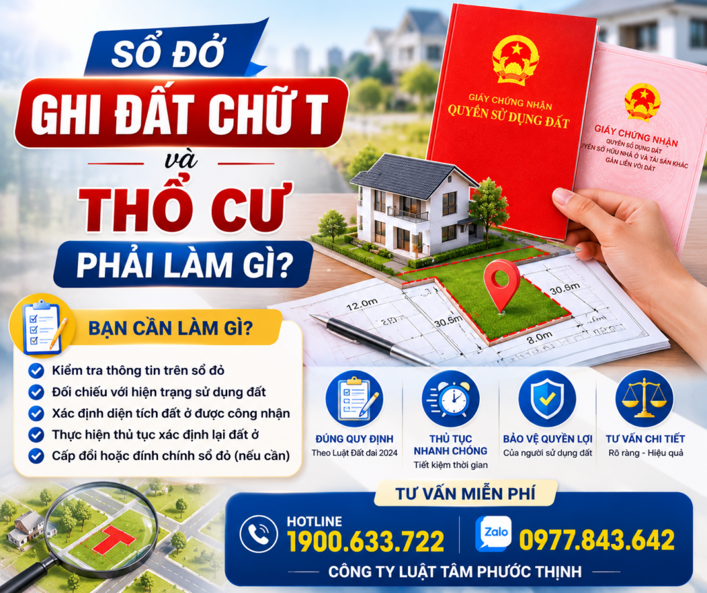 Dịch Vụ 6 sổ đỏ ghi đất chữ t và thổ cư phải làm gì