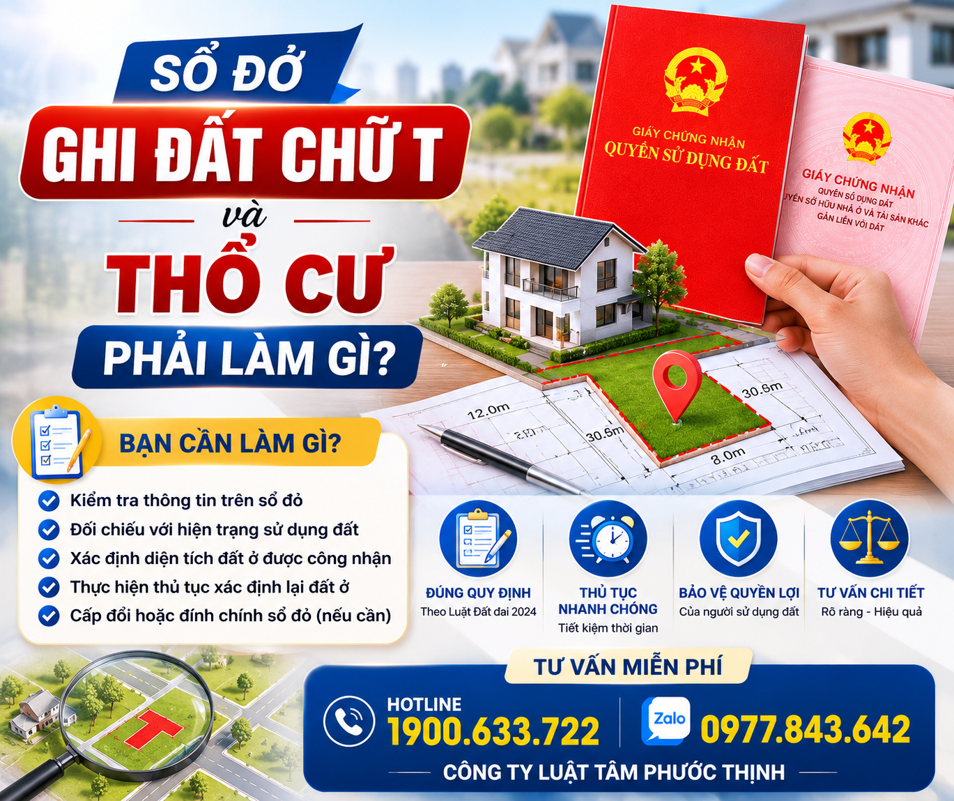 sổ đỏ ghi đất chữ t và thổ cư phải làm gì