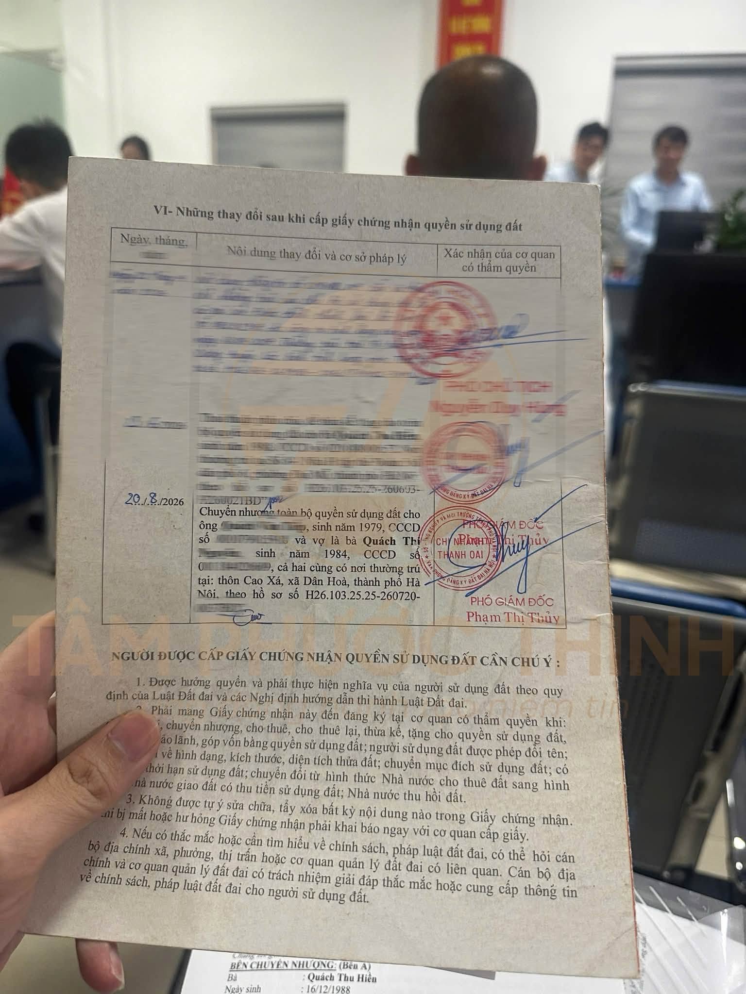trình tự sang tên sổ đỏ theo quy đinh mới
